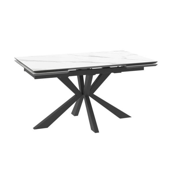 Стол ZARA-160, раздвижной 160(40+40)х90, CALAKATTA ST CER/ЧЕРНЫЙ